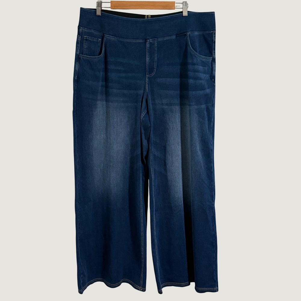 Halara Flex Denim Wide Leg Jeans Women 2X Blue Pull On Baggy Casual Stretch NWT